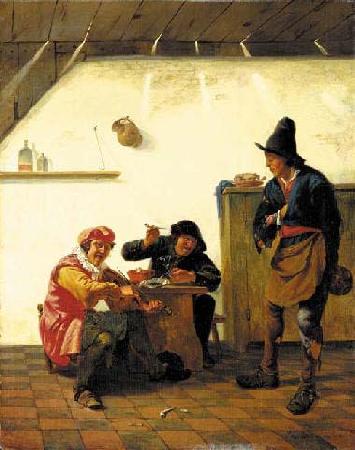 Johannes Natus Peasants smoking and making music in an inn